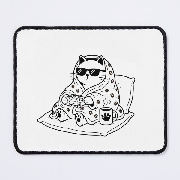 Item preview, Cozy Gamer Cat Coffee Blanket Minimalist Illustration designed and sold by Meow-gical Wear.