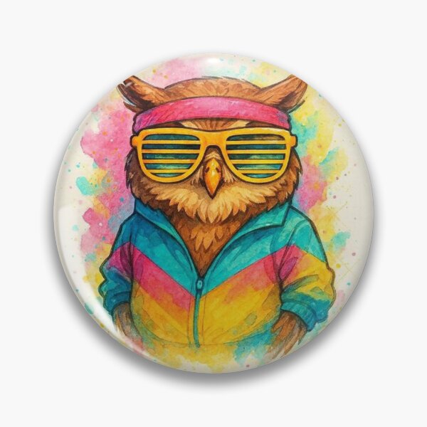 Item preview, Retro 80s Cool Owl Watercolor Illustration designed and sold by BigBlueArt.