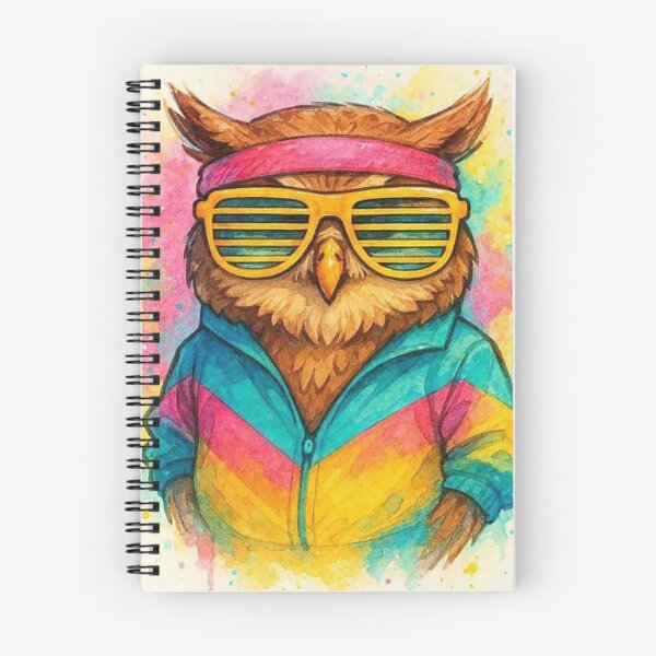 Item preview, Retro 80s Cool Owl Watercolor Illustration designed and sold by BigBlueArt.