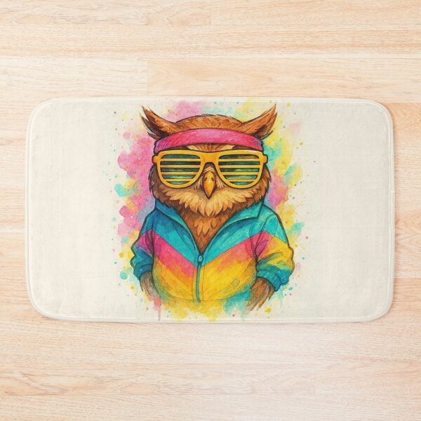 Item preview, Retro 80s Cool Owl Watercolor Illustration designed and sold by BigBlueArt.