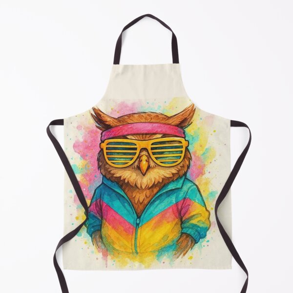 Item preview, Retro 80s Cool Owl Watercolor Illustration designed and sold by BigBlueArt.