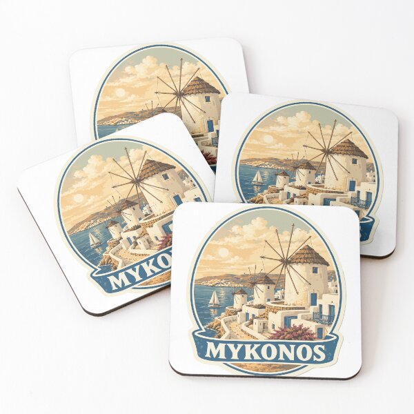 Item preview, Vintage Mykonos Windmills & Sunset Travel Sticker designed and sold by CharaFei.Art.