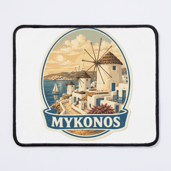 Item preview, Vintage Mykonos Windmills & Sunset Travel designed and sold by CharaFei.Art.