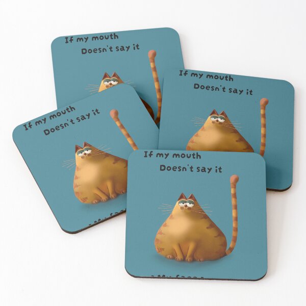 Item preview, Funny Cat Meme - If My Mouth Doesn't Say It My Face Definitely Will Teal Poster designed and sold by jassoart.