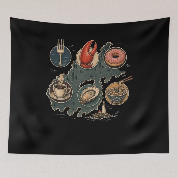 Item preview, Maine State Foodie Map Lighthouse Crab Donut designed and sold by snowry.