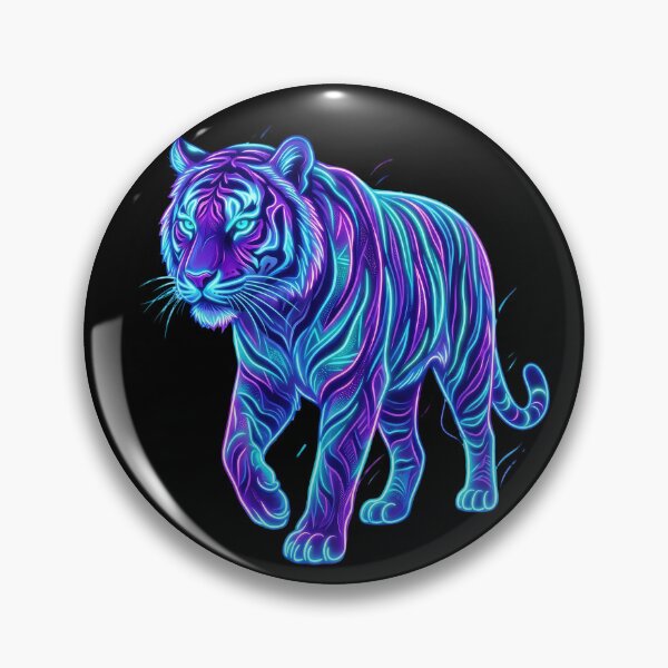 Item preview, Neon Tiger Glowing Wildlife Retro Animal Art designed and sold by PlumArtDesign.