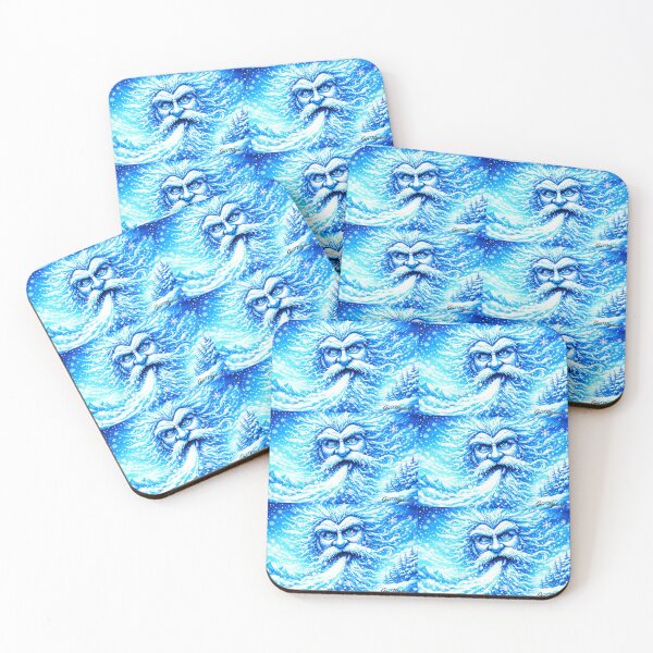 Item preview, Old Man Winter Panoramic Blizzard Legend – Icy Blue Fantasy Cartoon Art by Geri Myszensk designed and sold by The Art Queen Of Michigan .