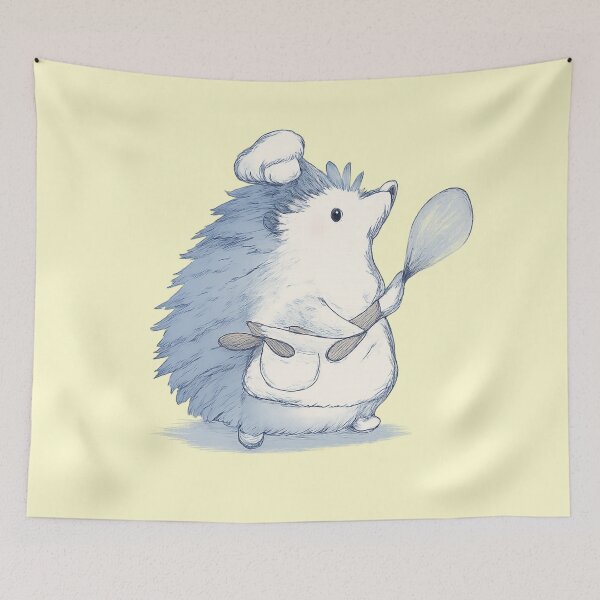 Item preview, Cozy Home Kitchen Chef Hedgehog Illustration designed and sold by bosamji.
