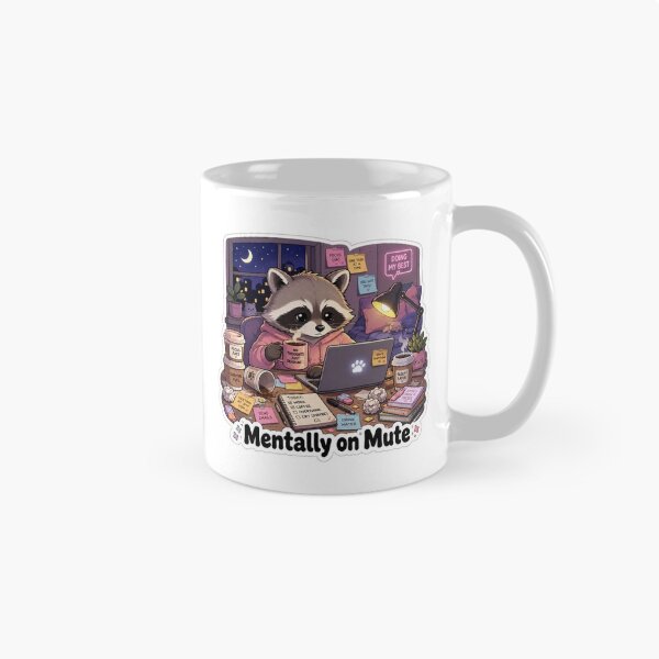 Item preview, Mentally on Mute Raccoon – Funny Work From Home Cute Raccoon Meme Sticker designed and sold by VibeCraft3.