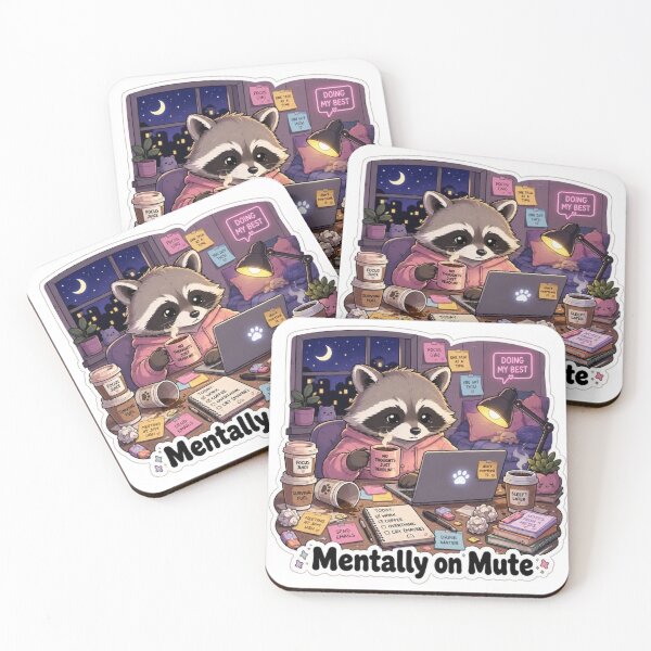 Item preview, Mentally on Mute Raccoon – Funny Work From Home Cute Raccoon Meme Sticker designed and sold by VibeCraft3.