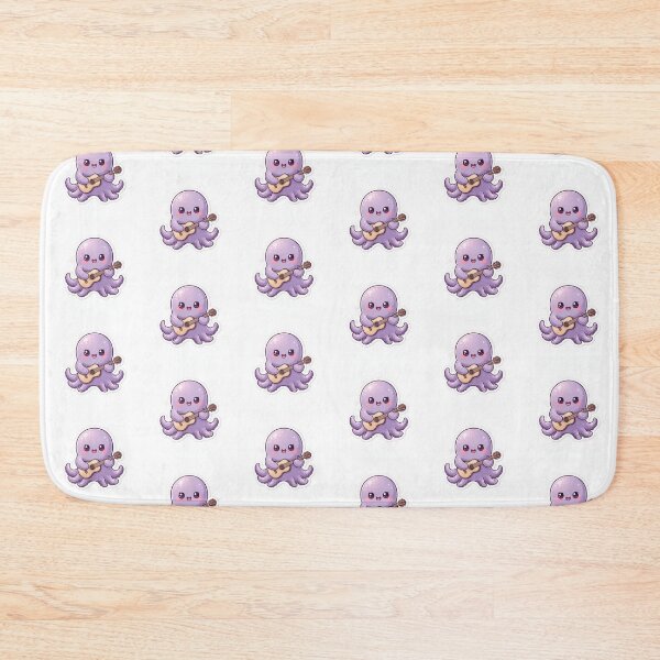 Item preview, Cute Kawaii Purple Octopus Playing Guitar | Minimalist Cartoon Sticker designed and sold by mayatA-rt.