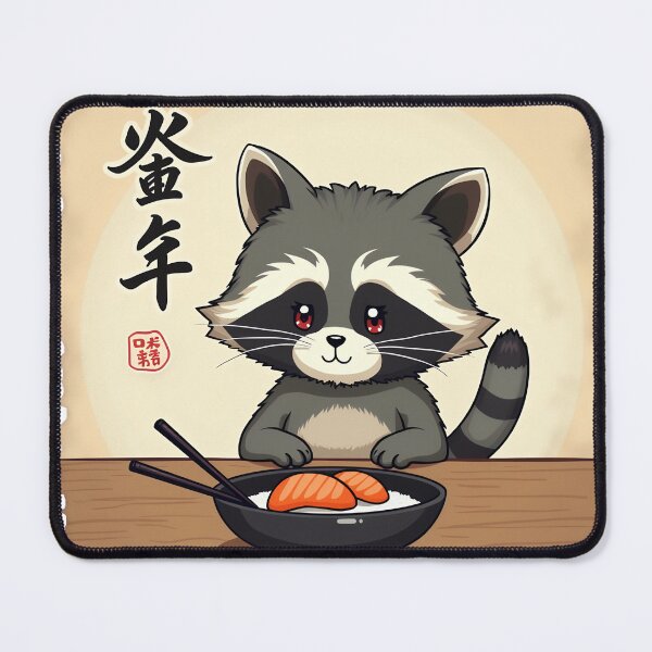 Item preview, Cute Raccoon Eating Sushi | Kawaii Raccoon Art designed and sold by WonderWaresGifts.