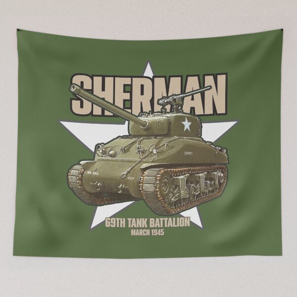 Item preview, M4 Sherman Tank | 69th Tank Battalion | WWII Military Art designed and sold by elcarnero.