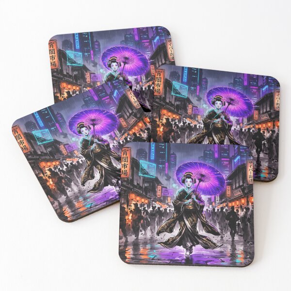 Item preview, Cybernetic Geisha with Purple Parasol Neo Tokyo designed and sold by Osmose-Studio ⭐⭐⭐⭐⭐.