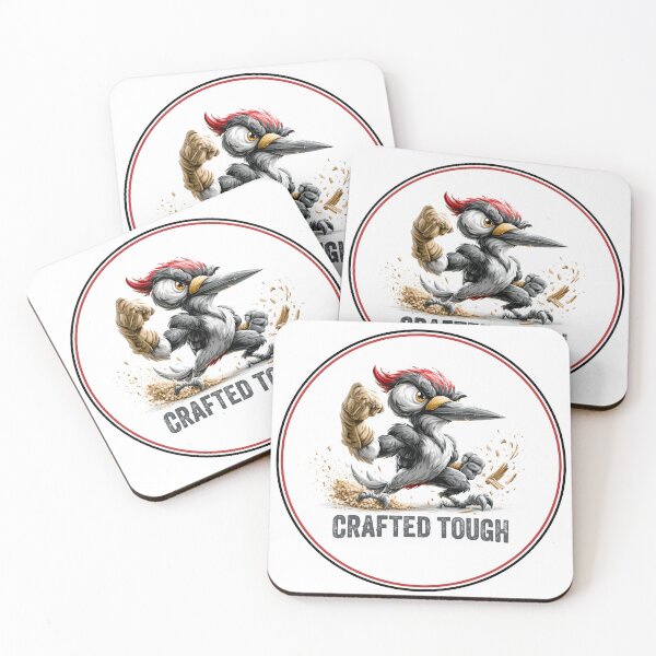 Item preview, Crafted Tough Woodpecker Carpenter Badge | Blue Collar Carpentry Graphic designed and sold by WayOutWorks.