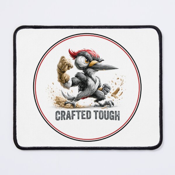 Item preview, Crafted Tough Woodpecker Carpenter Badge | Blue Collar Carpentry Graphic designed and sold by WayOutWorks.