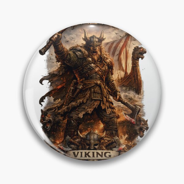 Item preview, Norse Viking Warrior with Battle Axe and Longship designed and sold by CreativeMindsetLab.