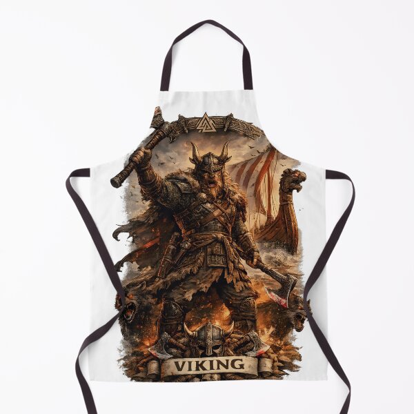 Item preview, Norse Viking Warrior with Battle Axe and Longship designed and sold by CreativeMindsetLab.