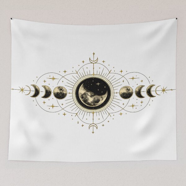 Item preview, Celestial Moon Phases Lunar Cycle Boho Art designed and sold by Stikaro.