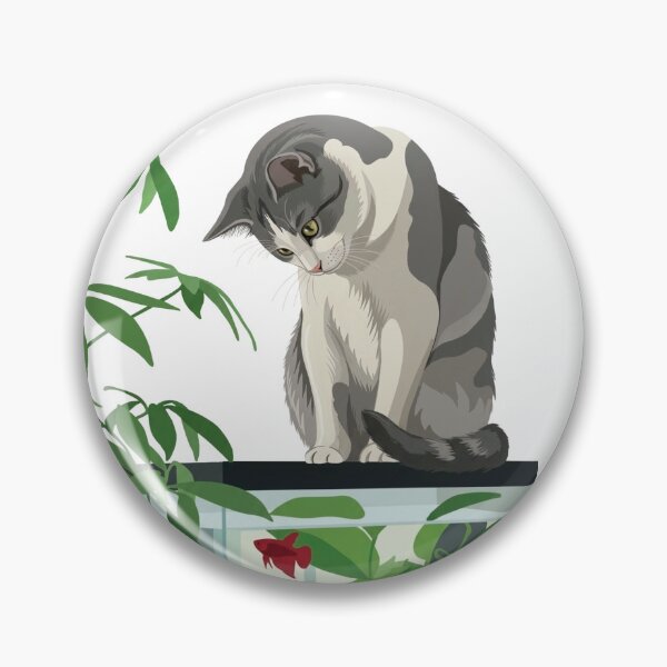 Item preview, Black and white cat looking at a fish tank designed and sold by NorthNook.
