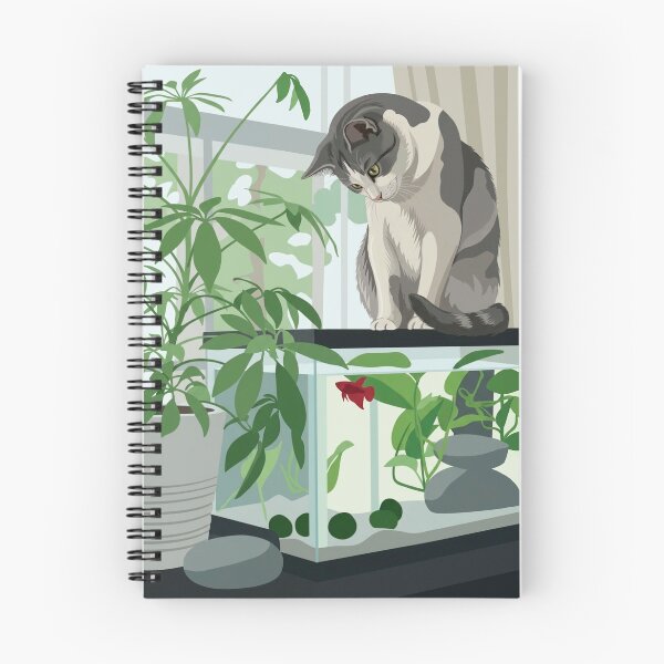 Item preview, Black and white cat looking at a fish tank designed and sold by NorthNook.