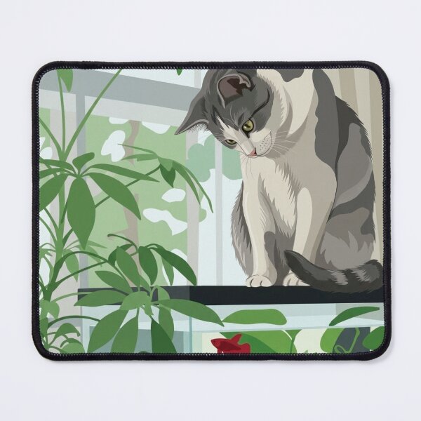 Item preview, Black and white cat looking at a fish tank designed and sold by NorthNook.