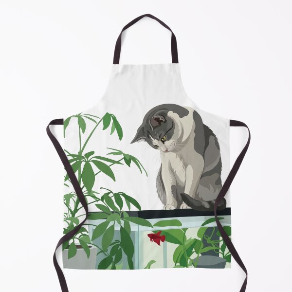 Item preview, Black and white cat looking at a fish tank designed and sold by NorthNook.