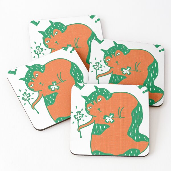 Item preview, Lucky Day Cat with Four Leaf Clover designed and sold by RachaelBreen.