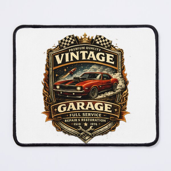 Item preview, Vintage Muscle Car Garage Retro Mechanic Design designed and sold by CreativeMindsetLab.