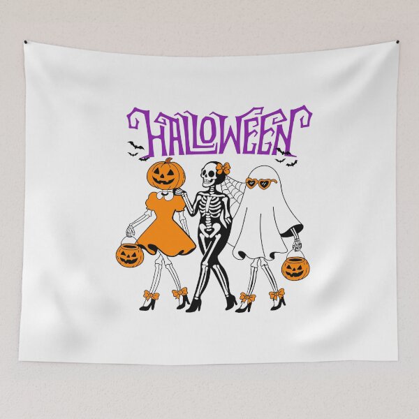 Item preview, Cute Halloween Skeleton Ghost Pumpkin Friends designed and sold by     Sela Art .