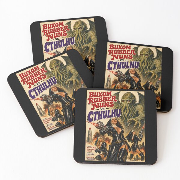 Item preview, Rubber Nuns vs Cthulhu – Retro Lovecraft Grindhouse Poster designed and sold by obstinator.