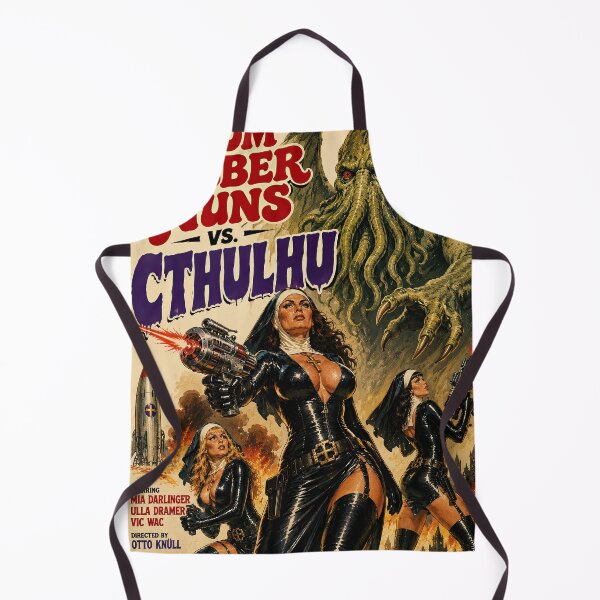 Item preview, Rubber Nuns vs Cthulhu – Retro Lovecraft Grindhouse Poster designed and sold by obstinator.