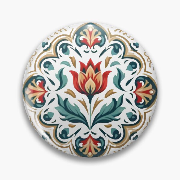 Item preview, Ottoman Floral Tile Art – Elegant Red Tulip Mandala Pattern designed and sold by Psycho-Crazy.