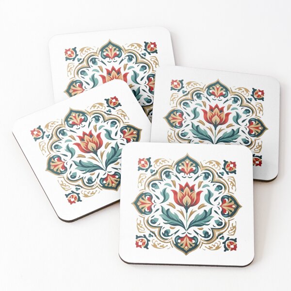 Item preview, Ottoman Floral Tile Art – Elegant Red Tulip Mandala Pattern designed and sold by Psycho-Crazy.