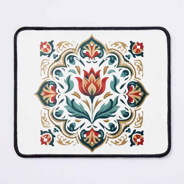 Item preview, Ottoman Floral Tile Art – Elegant Red Tulip Mandala Pattern designed and sold by Psycho-Crazy.