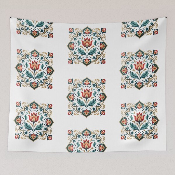 Item preview, Ottoman Floral Tile Art – Elegant Red Tulip Mandala Pattern designed and sold by Psycho-Crazy.