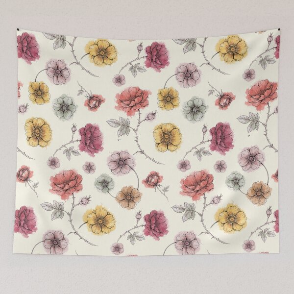 Item preview, Watercolor Wild Rose Botanical Pattern designed and sold by NuvoraNest.