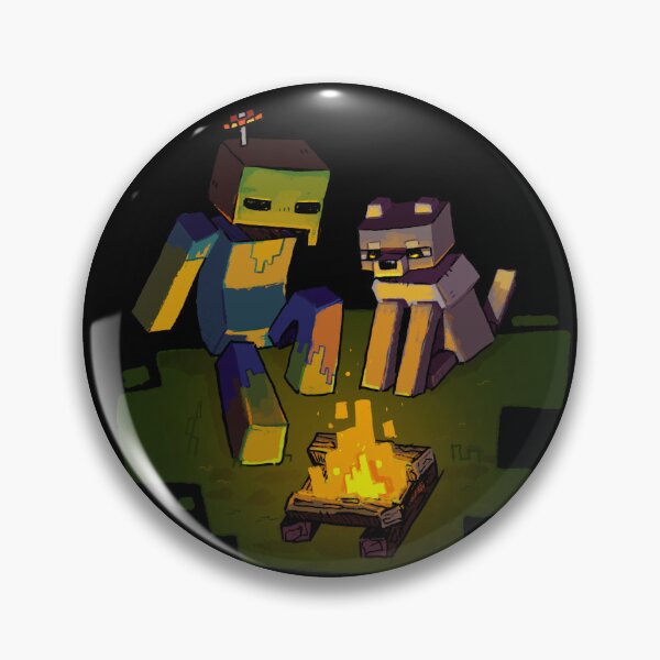 Item preview, Minecraft Campfire Friends - Cute Zombie and Tamed Wolf Art designed and sold by ComfyCapuccin.