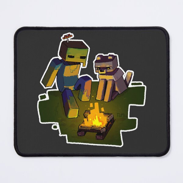 Item preview, Minecraft Campfire Friends - Cute Zombie and Tamed Wolf Art designed and sold by ComfyCapuccin.