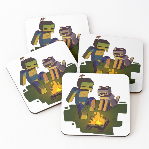 Item preview, Minecraft Campfire Friends - Cute Zombie and Tamed Wolf Art designed and sold by ComfyCapuccin.