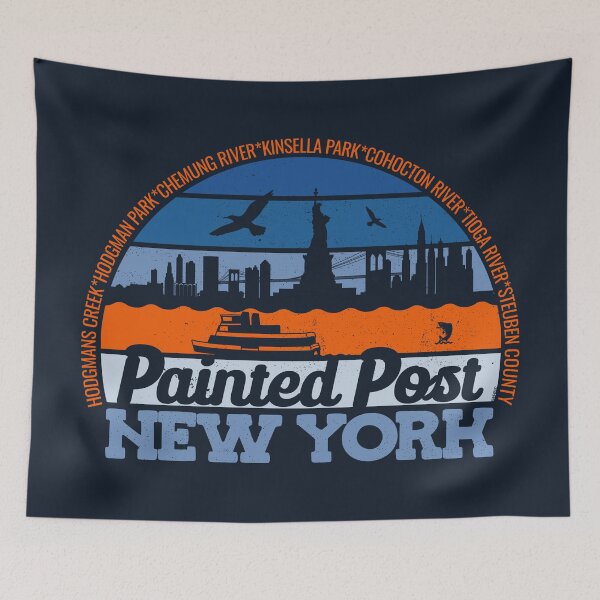 Item preview, Painted Post New York Sunset Retro Vintage Local Pride Logo designed and sold by CRHPOD20.