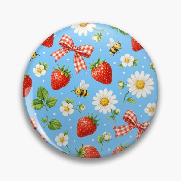 Item preview, Strawberry Picnic Garden – Bees, Daisies and Gingham Bows designed and sold by RoPrincess.