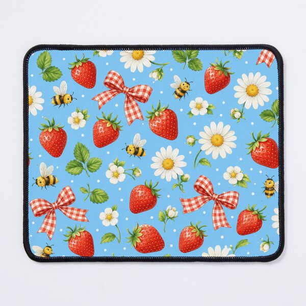 Item preview, Strawberry Picnic Garden – Bees, Daisies and Gingham Bows designed and sold by RoPrincess.