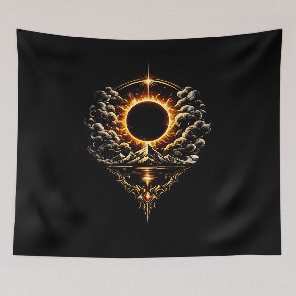 Item preview, Solar Eclipse over Mountains Celestial Landscape designed and sold by CreativeMindsetLab.