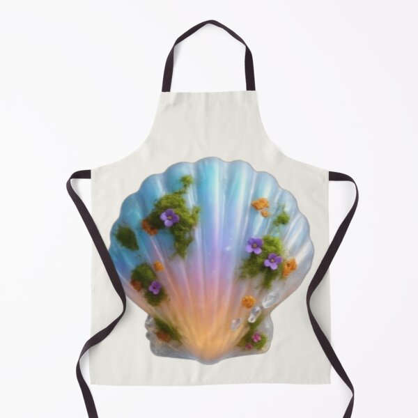Item preview, Enchanted Iridescent Seashell with Moss & Wildflowers | Fantasy Nature Aesthetic designed and sold by Yasmine Mohammed.