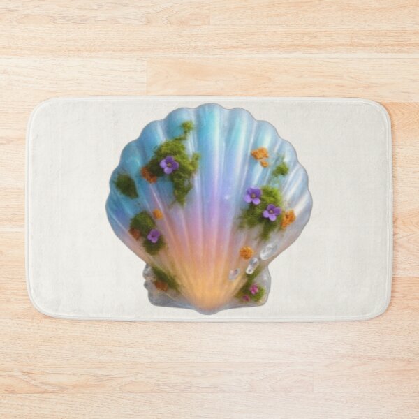 Item preview, Enchanted Iridescent Seashell with Moss & Wildflowers | Fantasy Nature Aesthetic designed and sold by Yasmine Mohammed.