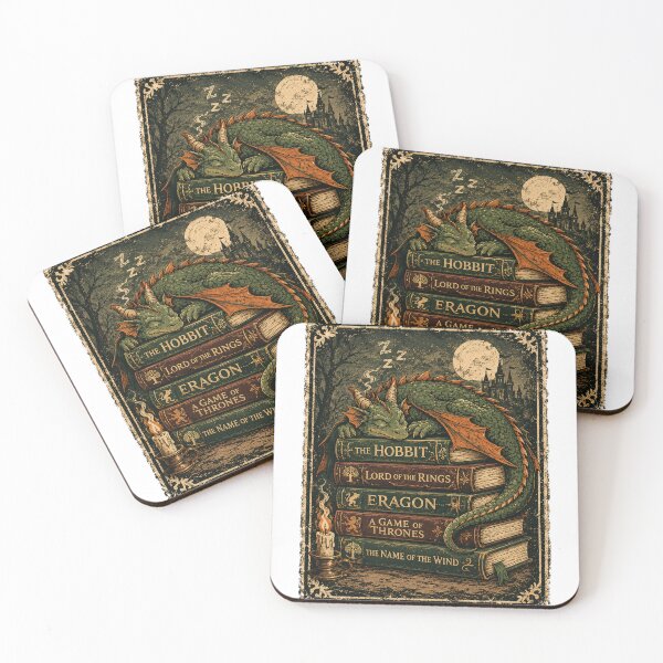 Item preview, Sleeping Dragon Fantasy Books Print, High Fantasy Novel Design, Dark Academia Poster Art designed and sold by TM DESIGNS AND MORE.