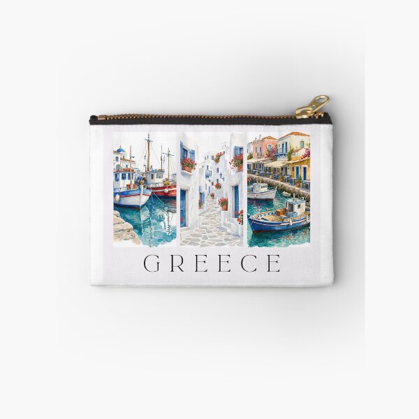 Item preview, Glimpses of Greece - Watercolour Triptych Aegean Harbour & Alleyway Art designed and sold by S-and-W-4ever.
