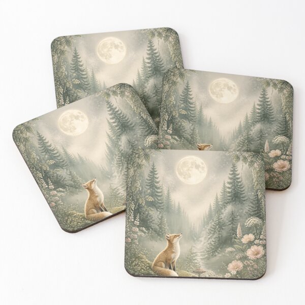 Artikelvorschau, Moonlit Fox in Enchanted Forest – Dreamy Fantasy Wildlife Nature Art entworfen und verkauft von DervoTeck2767.