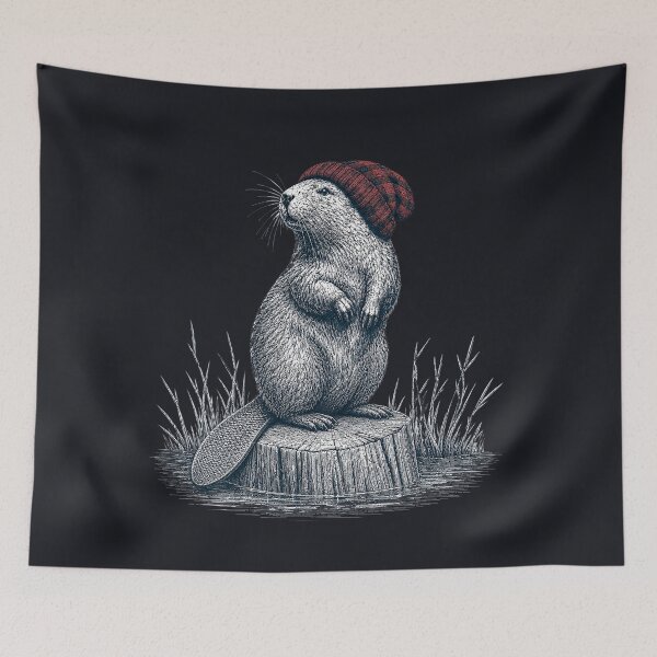 Item preview, Beaver wearing a hat designed and sold by Silvered-Wings.